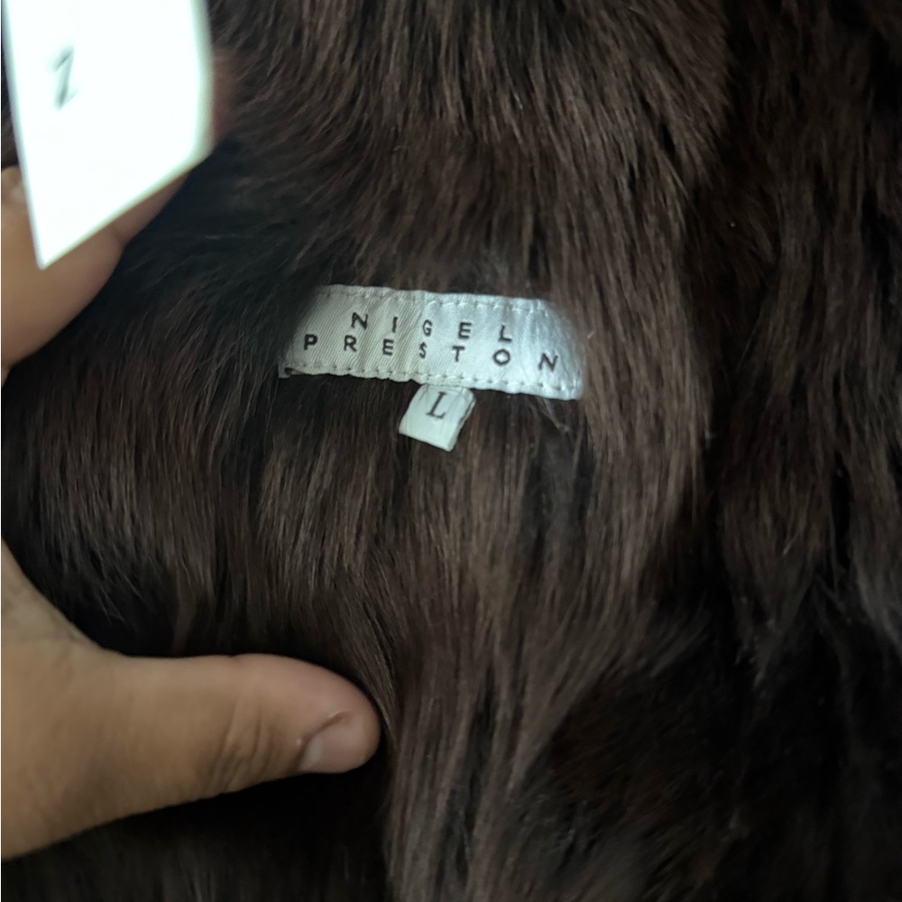 Nigel Preston & Knight Dark Brown Fur-Trimmed leather coat - Picture 5 of 6